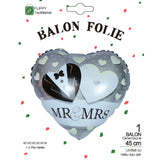 Balon din Folie Metalizata, Vivimall, Figurina Inima, Model Mr&Mrs, Tema Nunta, 45 cm, Ambalaj Individual, Pai Inclus, Umflare cu Aer sau Heliu, Gri - vivimall.ro