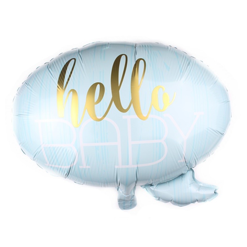 Fólia lufi, Felhőfigura, Hello Baby téma, Egyedi csomagolás, Szalma mellékelve, Fújd fel levegővel vagy héliummal