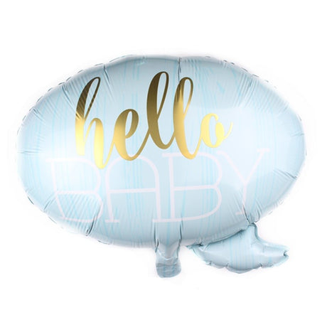 Balon din Folie Metalizata, Vivimall, Figurina Norisor, Tema Hello Baby , 59x50 cm, Ambalaj Individual, Pai Inclus, Umflare cu Aer sau Heliu, Albastru - vivimall.ro
