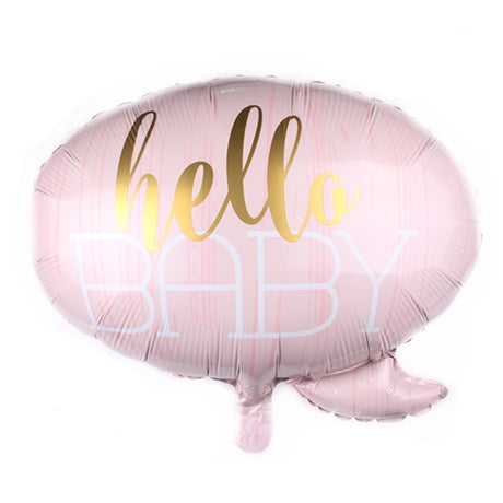 Fólia lufi, Felhőfigura, Hello Baby téma, Egyedi csomagolás, Szalma mellékelve, Fújd fel levegővel vagy héliummal