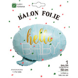 Balon din Folie Metalizata, Vivimall, Figurina Norisor, Tema Hello Baby , 59x50 cm, Ambalaj Individual, Pai Inclus, Umflare cu Aer sau Heliu, Albastru - vivimall.ro