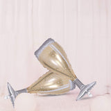 Balon din Folie Metalizata, Vivimall, Figurina Pahar de Sampanie, Tema Aniversare, 100x40 cm, Ambalaj Individual, Pai Inclus, Umflare cu Aer sau Heliu, Auriu - vivimall.ro