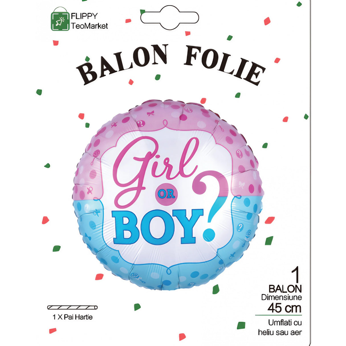 Balon Din Folie Metalizata, Figurina Rotunda, Tema Gender Reveal, 45 Cm, Ambalaj Individual, Pai Inclus, Umflare Cu Aer Sau Heliu, /Roz - vivimall.ro