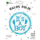 Balon Din Folie Metalizata, Figurina Rotunda, Tema Gender Reveal, 45 Cm, Ambalaj Individual, Pai Inclus, Umflare Cu Aer Sau Heliu - vivimall.ro