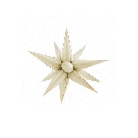 Balon din Folie Metalizata, Vivimall, Figurina Stea 3D, 66 cm, Ambalaj Individual, Pai inclus, Umflare cu Aer sau Heliu, Crem - vivimall.ro
