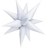 Fém fólia lufi, 3D csillag figura, 66 cm, egyedi csomagolásban, szívószállal, felfújható levegővel vagy héliummal,