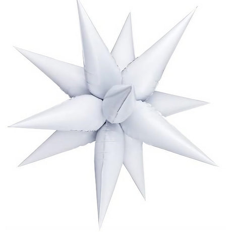 Fém fólia lufi, 3D csillag figura, 66 cm, egyedi csomagolásban, szívószállal, felfújható levegővel vagy héliummal,