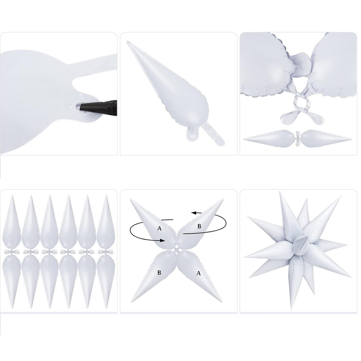 Fém fólia lufi, 3D csillag figura, 66 cm, egyedi csomagolásban, szívószállal, felfújható levegővel vagy héliummal,
