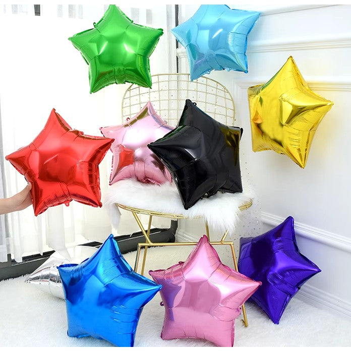 Balon din Folie Metalizata, Vivimall, Figurina Stea, Model Simplu, Tematica Aniversare, 40 cm, Ambalaj Individual, Pai Inclus, Umflare cu Aer sau Heliu, Verde - vivimall.ro