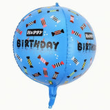 Balon din Folie Metalizata, Vivimall, Figurine 4D, Model Happy Birthday, Tematica Aniversara Bombonele, 63x24 cm, Ambalaj Individual, Pai Inclus, Umflare cu Aer sau Heliu, Albastru - vivimall.ro