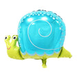 Balon din folie metalizată figurină melc albastru, 30 cm, cu pai inclus, vedere frontală