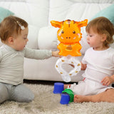 Balon din Folie Metalizata, Vivimall, Figurine Animalute, Tip Bratara, Model Girafa, 13 x 35 cm, Ambalaj Individual, Pai Inclus, Umflare cu Aer sau Heliu, Maro - vivimall.ro