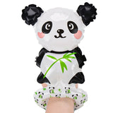 Balon din folie metalizată model Panda, tip brățară, 13x35 cm, culori alb și negru, vedere frontală