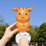 Balon din Folie Metalizata, Vivimall, Figurine Animalute, Tip Bratara, Model Mistret, Ambalaj Individual, Pai Inclus, Umflare cu Aer sau Heliu, Portocaliu - vivimall.ro