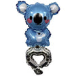 Balon folie metalizată model Koala tip brățară, culoare albastră, cu pai inclus, vedere frontală