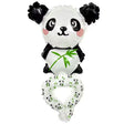 Balon din folie metalizată model Panda, tip brățară alb-negru, cu pai inclus – vedere frontală