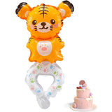 Balon din Folie Metalizata, Vivimall, Figurine Animalute, Tip Bratara, Model Tigru, 17x34 cm, Ambalaj Individual, Pai Inclus, Umflare cu Aer sau Heliu, Maro - vivimall.ro