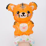 Balon din Folie Metalizata, Vivimall, Figurine Animalute, Tip Bratara, Model Tigru, 17x34 cm, Ambalaj Individual, Pai Inclus, Umflare cu Aer sau Heliu, Maro - vivimall.ro