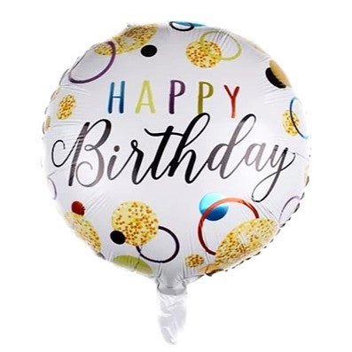 Fém fólia lufi, Figura, Boldog születésnapot, Évfordulós téma, 45 cm, ​​Egyedi csomagolás, Szalma mellékelve, Fújható levegővel vagy héliummal