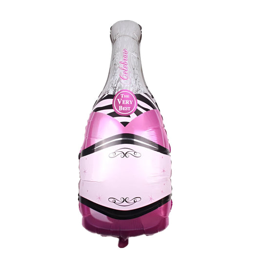 Balon din Folie Metalizata, Vivimall, Figurine, Model Sticla de Sampanie, 49x100 cm, Ambalaj Individual, Pai Inclus, Umflare cu Aer sau Heliu, Mov - vivimall.ro