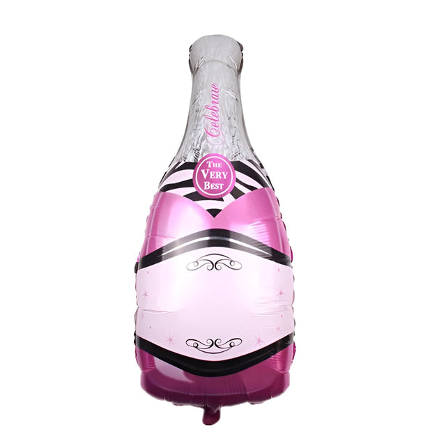 Balon din Folie Metalizata, Vivimall, Figurine, Model Sticla de Sampanie, 49x100 cm, Ambalaj Individual, Pai Inclus, Umflare cu Aer sau Heliu, Mov - vivimall.ro