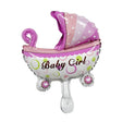 Balon folie metalizată roz model Cărucior Bebeluș Gender Reveal 39x29 cm, vedere frontală