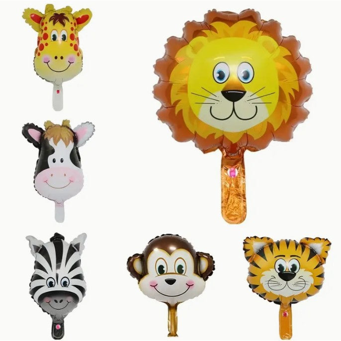 Fém fólia lufi, Mini állatfigurák, Majom modell, Születésnapi téma, Egyedi csomagolás, Szalma mellékelve, Fújható levegővel vagy héliummal,