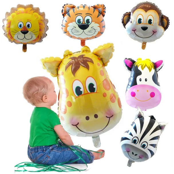 Fém fólia lufi, Mini állatfigurák, Majom modell, Születésnapi téma, Egyedi csomagolás, Szalma mellékelve, Fújható levegővel vagy héliummal,