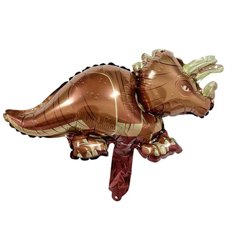 Fém fólia lufi, Mini dinoszaurusz figurák, Születésnapi témájú, Egyedileg csomagolva, Szalma mellékelve, Levegővel vagy Héliummal felfújva