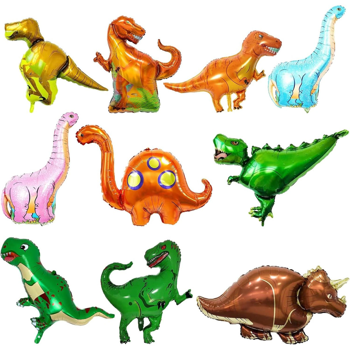 Balon din Folie Metalizata, Vivimall, Mini Figurine Dinozauri, Model Velociraptor, Tematica Aniversare, 48x43 cm, Ambalaj Individual, Pai Inclus, Umflare cu Aer sau Heliu, Multicolor - vivimall.ro
