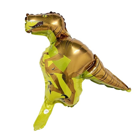 Fém fólia lufi, Mini dinoszaurusz figurák, Születésnapi témájú, Egyedileg csomagolva, Szalma mellékelve, Levegővel vagy Héliummal felfújva