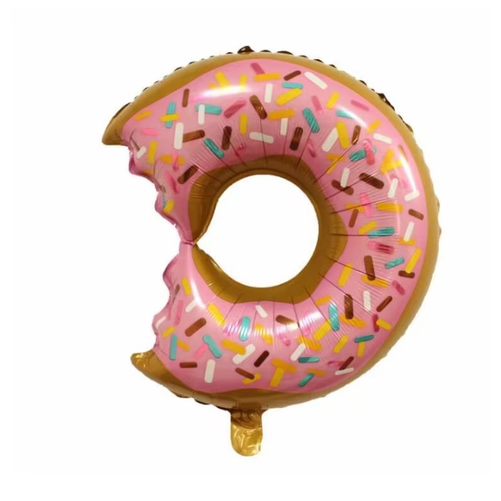 Balon din Folie Metalizata, Vivimall, Mini Figurine Dulciuri, Model Gogoasa Muscata, Tematica Aniversare, 45x25 cm, Ambalaj Individual, Pai Inclus, Umflare cu Aer sau Heliu, Multicolor - vivimall.ro