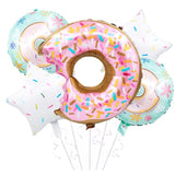 Balon din Folie Metalizata, Vivimall, Mini Figurine Dulciuri, Model Gogoasa Muscata, Tematica Aniversare, 45x25 cm, Ambalaj Individual, Pai Inclus, Umflare cu Aer sau Heliu, Multicolor - vivimall.ro