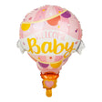 Balon din folie metalizată roz, model Balon cu Aer Cald Fetița, tematică Welcome Baby, 80x62 cm, vedere frontală
