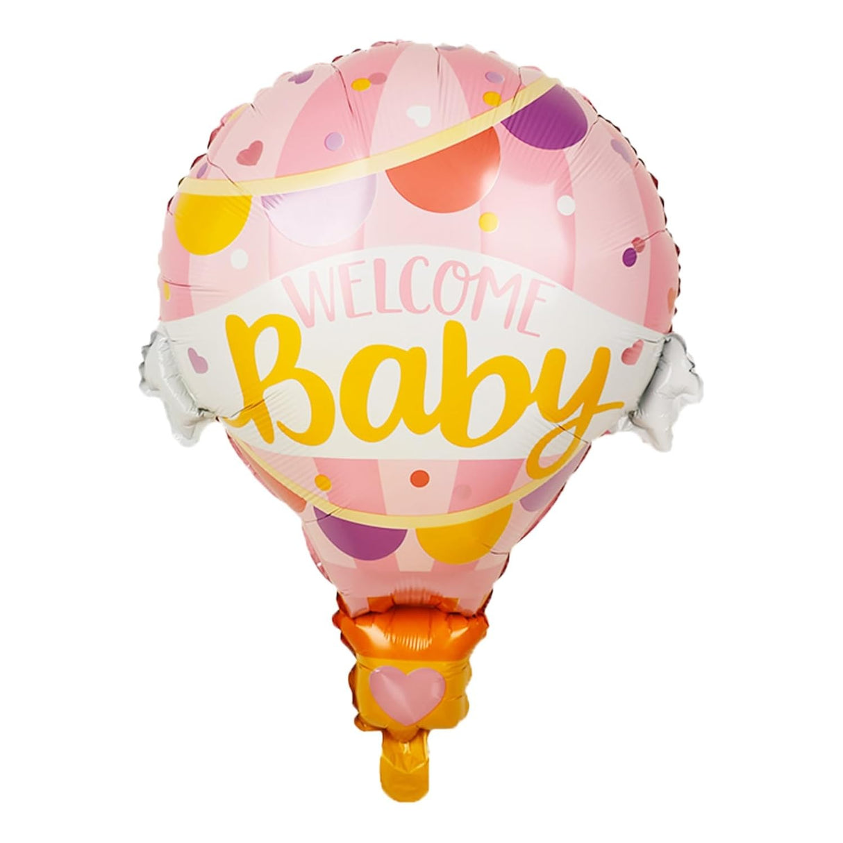 Balon din Folie Metalizata, Vivimall, Mini Figurine, Model Balon cu Aer Cald Fetita, Tematica Welcome Baby, 80x62 cm, Ambalaj Individual, Pai Inclus, Umflare cu Aer sau Heliu, Roz - vivimall.ro