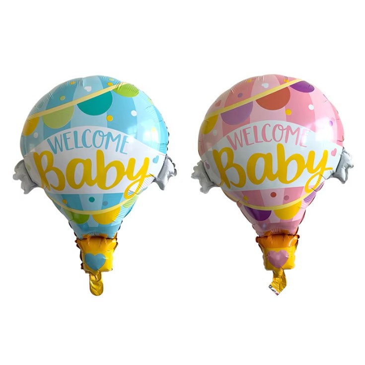 Balon din Folie Metalizata, Vivimall, Mini Figurine, Model Balon cu Aer Cald Fetita, Tematica Welcome Baby, 80x62 cm, Ambalaj Individual, Pai Inclus, Umflare cu Aer sau Heliu, Roz - vivimall.ro