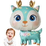 Fém fólia lufi, Mini figura, Szarvas modell, Születésnapi téma, Egyedi csomagolás, Szalma mellékelve, Fújható levegővel vagy héliummal,