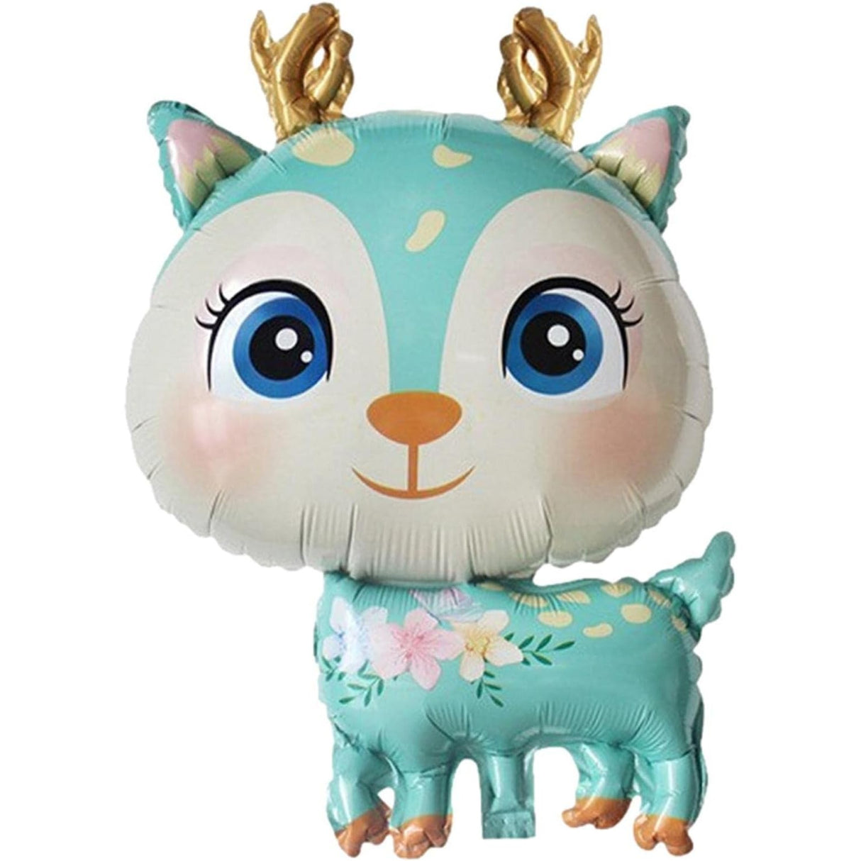 Fém fólia lufi, Mini figura, Szarvas modell, Születésnapi téma, Egyedi csomagolás, Szalma mellékelve, Fújható levegővel vagy héliummal,