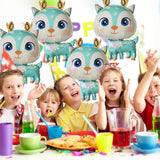 Fém fólia lufi, Mini figura, Szarvas modell, Születésnapi téma, Egyedi csomagolás, Szalma mellékelve, Fújható levegővel vagy héliummal,