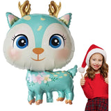 Fém fólia lufi, Mini figura, Szarvas modell, Születésnapi téma, Egyedi csomagolás, Szalma mellékelve, Fújható levegővel vagy héliummal,