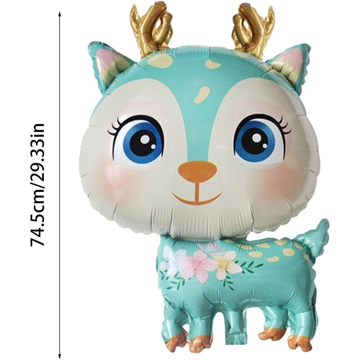 Fém fólia lufi, Mini figura, Szarvas modell, Születésnapi téma, Egyedi csomagolás, Szalma mellékelve, Fújható levegővel vagy héliummal,