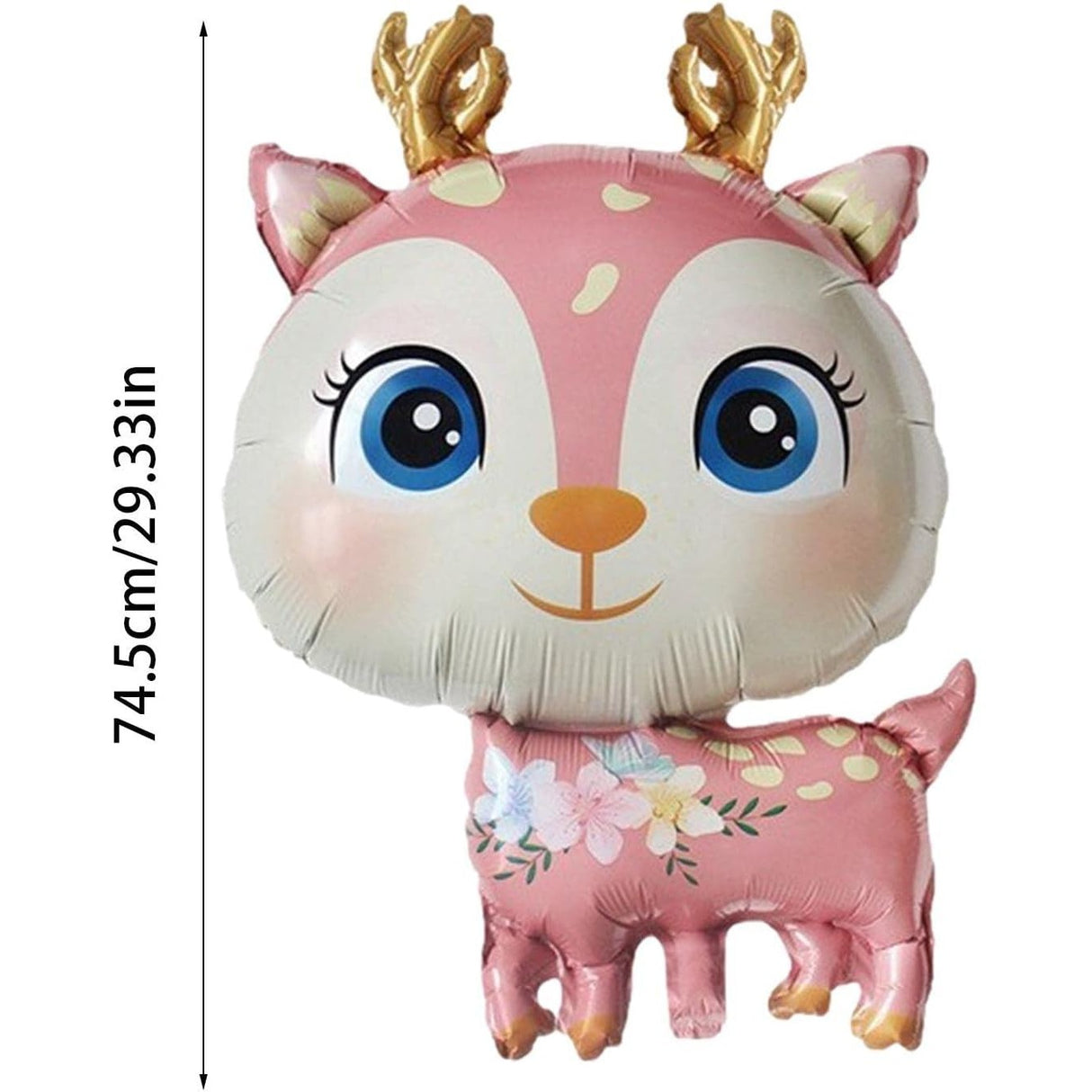 Fém fólia lufi, Mini figura, Szarvas modell, Születésnapi téma, Egyedi csomagolás, Szalma mellékelve, Fújható levegővel vagy héliummal,