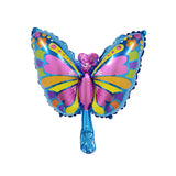 Balon din Folie Metalizata Vivimall, Mini Figurine, Model Fluturaș, 40x34cm, Ambalaj Individual, Pai Inclus, Umflare cu Aer si Heliu, Multicolor - vivimall.ro