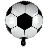 Balon din Folie Metalizata, Vivimall, Mini Figurine, Model Minge de Fotbal, Tematica Aniversare, 30x24 cm, Ambalaj Individual, Pai Inclus, Umflare cu Aer sau Heliu, Alb-Negru - vivimall.ro