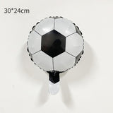 Balon din Folie Metalizata, Vivimall, Mini Figurine, Model Minge de Fotbal, Tematica Aniversare, 30x24 cm, Ambalaj Individual, Pai Inclus, Umflare cu Aer sau Heliu, Alb-Negru - vivimall.ro