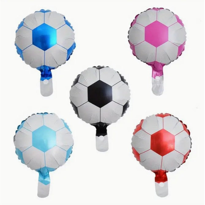 Balon din Folie Metalizata, Vivimall, Mini Figurine, Model Minge de Fotbal, Tematica Aniversare, 30x24 cm, Ambalaj Individual, Pai Inclus, Umflare cu Aer sau Heliu, Alb-Negru - vivimall.ro