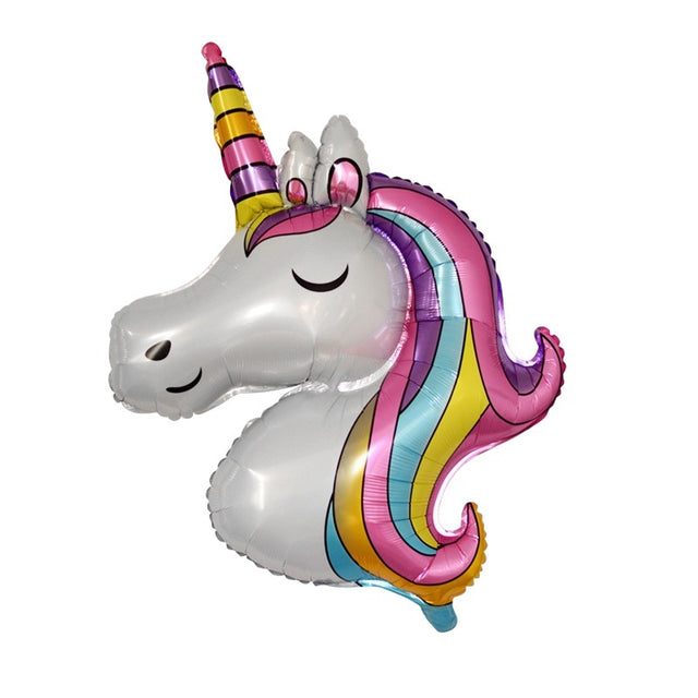 Balon din Folie Metalizata, Vivimall, Mini Figurine, Model Unicorn, Tematica Aniversare, 115x76 cm, Ambalaj Individual, Pai Inclus, Umflare cu Aer sau Heliu, Multicolor - vivimall.ro