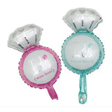 Balon din Folie Metalizata, Vivimall, Mini Figurine Nunta, Model Inel de Logodna, Tematica Cerere in Casatorie, 46x23 cm, Ambalaj Individual, Pai Inclus, Umflare cu Aer sau Heliu, Albastru - vivimall.ro