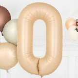 Balon din Folie Metalizata, Vivimall, Model Cifra 0, 100 cm, Ambalaj Individual, Pai Inclus, Crem - vivimall.ro