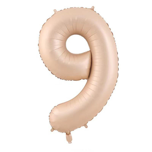 Balon din Folie Metalizata, Vivimall, Figurina Cifra, Model 9, Tema Aniversare 100 cm, Ambalaj Individual, Pai Inclus, Umflare cu Aer sau Heliu, Crem - vivimall.ro
